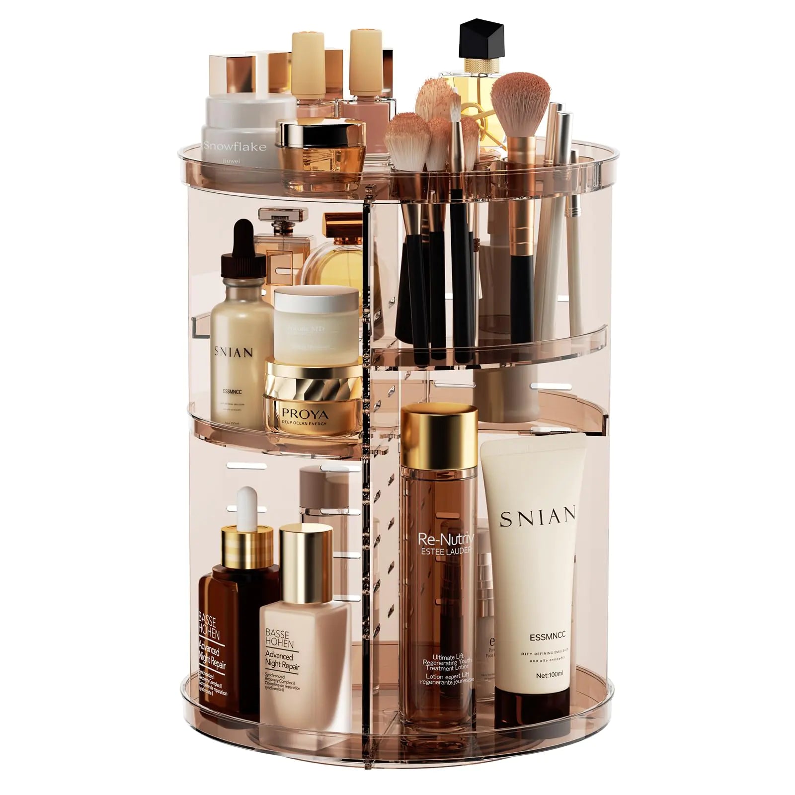 360° Rotating Makeup Organizer – Premium Vanity Storage Tower