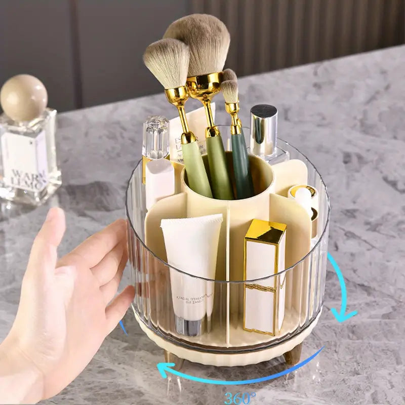 360° Rotating Makeup Organizer with Compartments