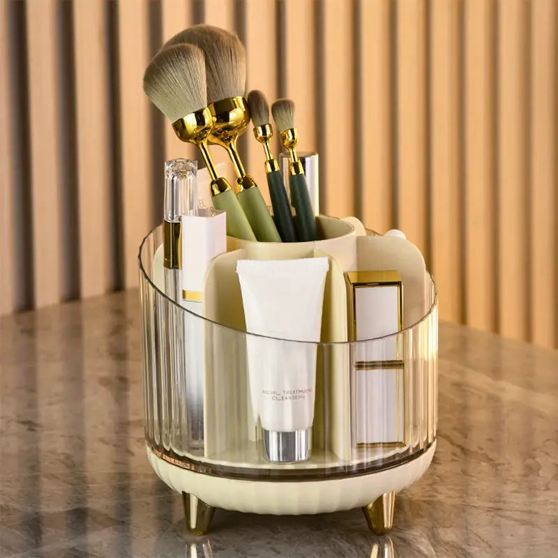 360° Rotating Makeup Organizer with Compartments