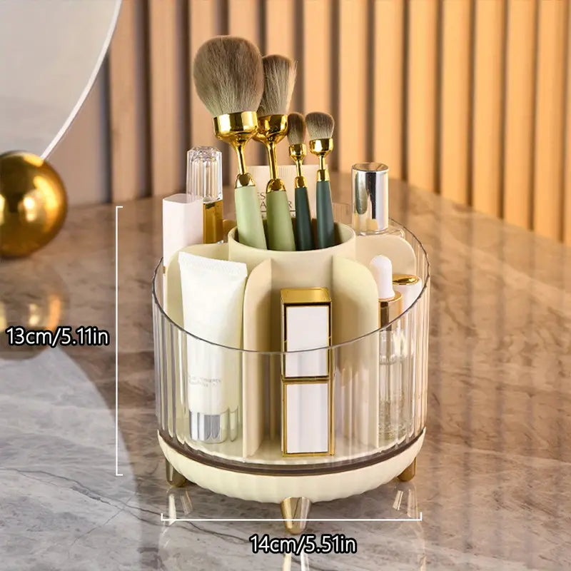 360° Rotating Makeup Organizer with Compartments