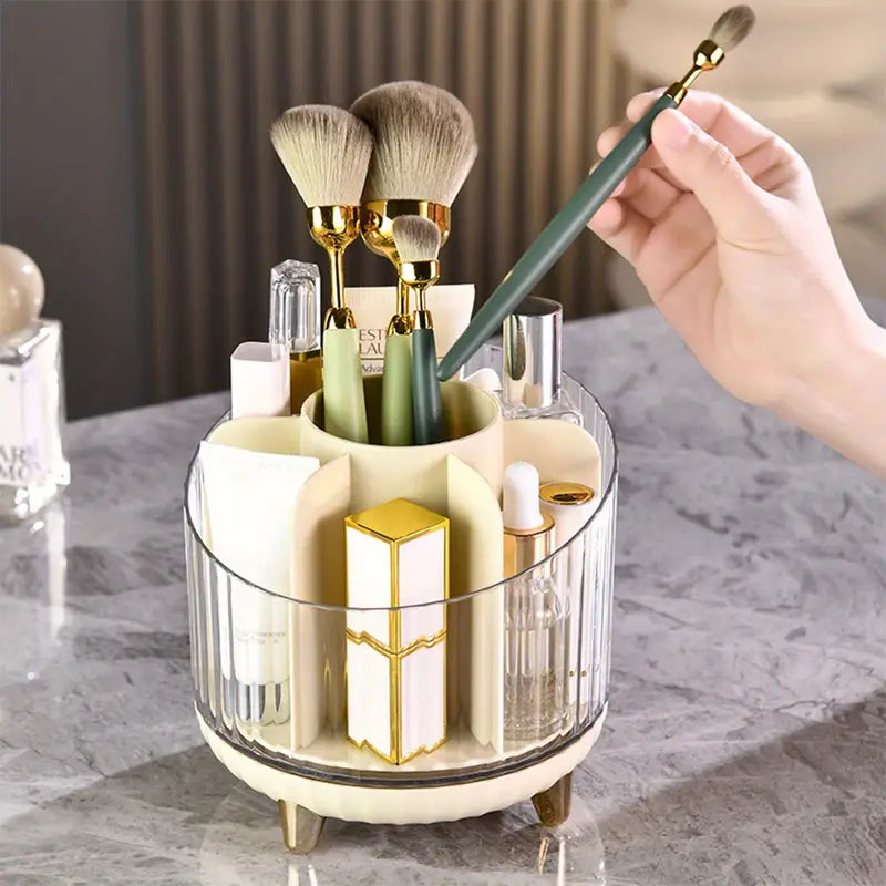 360° Rotating Makeup Organizer with Compartments